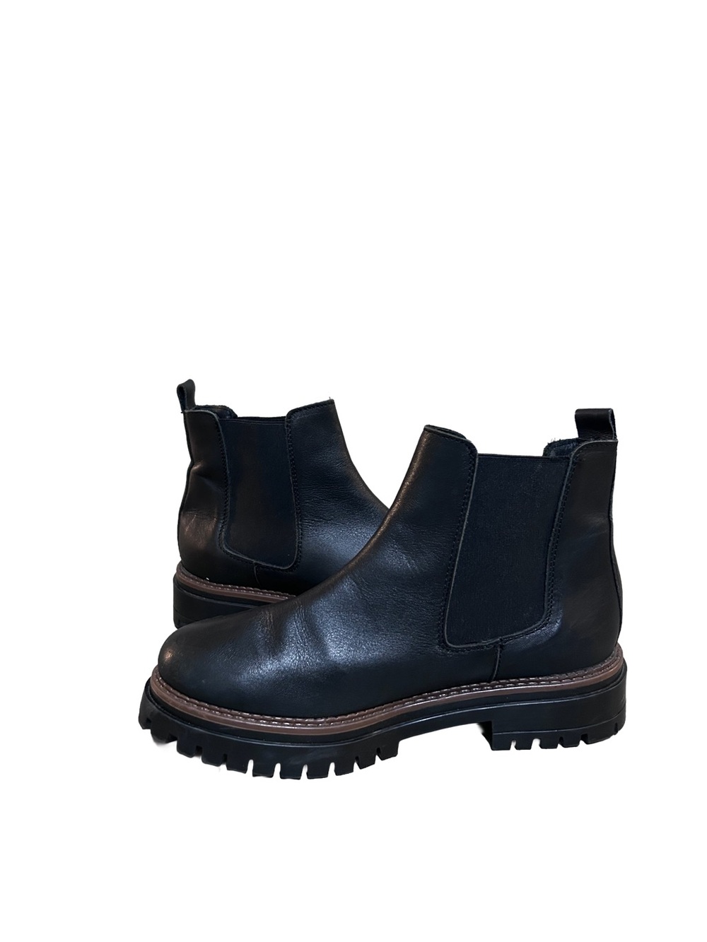 Women's Black Chelsea Lug Ankle Boots